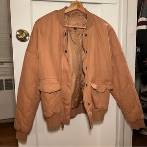 Universal Thread Men's Camel Quilted Bomber Jacket